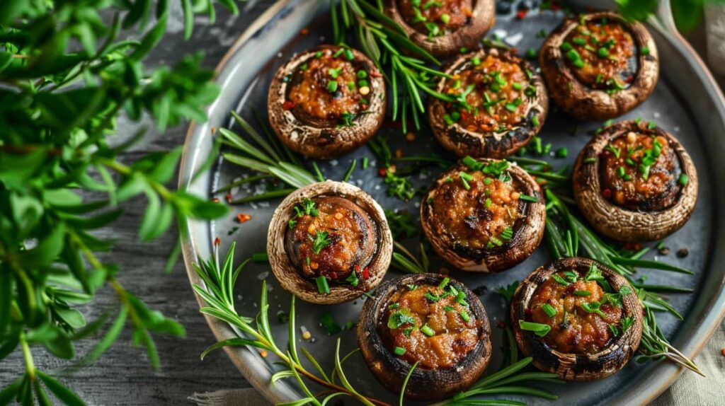 Vegan Copycat Longhorn Stuffed Mushrooms